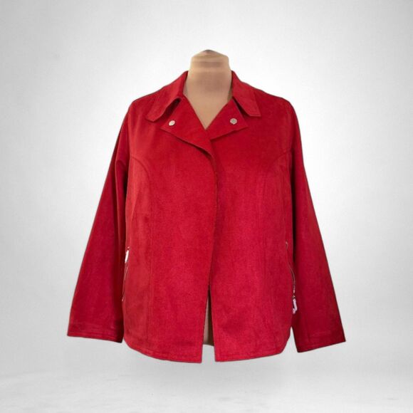 PHILOSOPHY Red Faux Suede Moto Style Jacket NWT! Size 2X - Picture 1 of 8
